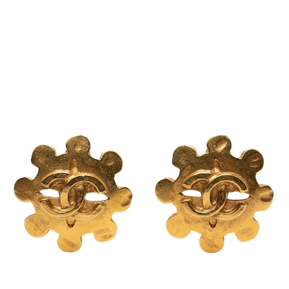 CHANEL Vintage Gold Logo Earrings - Picture 1 of 3
